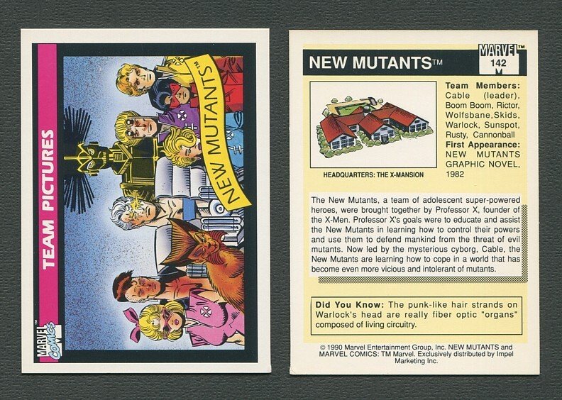 1990 Marvel Comics Card  #142 ( New Mutants)  NM-MT