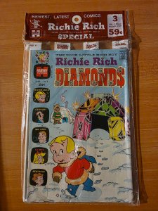 Harvey 3 Pack SEALED ~ Richie Rich Diamonds #6 Bank Book & Jackpots #5 ~NM~ 1973