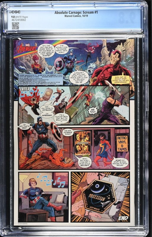 Absolute Carnage: Scream #1 (10/19) Graded CGC 9.8