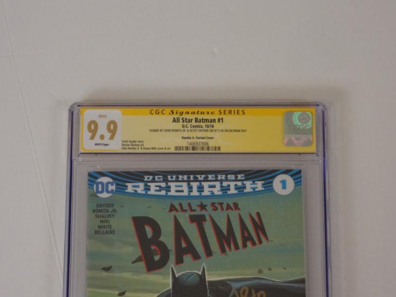 All Star Batman #1, CGC SS 9.9; John Romita, Jr. cover! Snyder/Romita signed!!