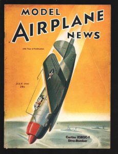 Model Airplane News 7/1941-Curtiss XSB2C-1 Dive Bomber pulp cover-Aviation st...