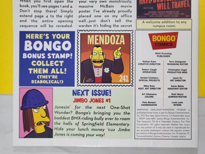 Simpsons One-Shot Wonders McBain #1 2014 Bongo Comics See Photos/Notes
