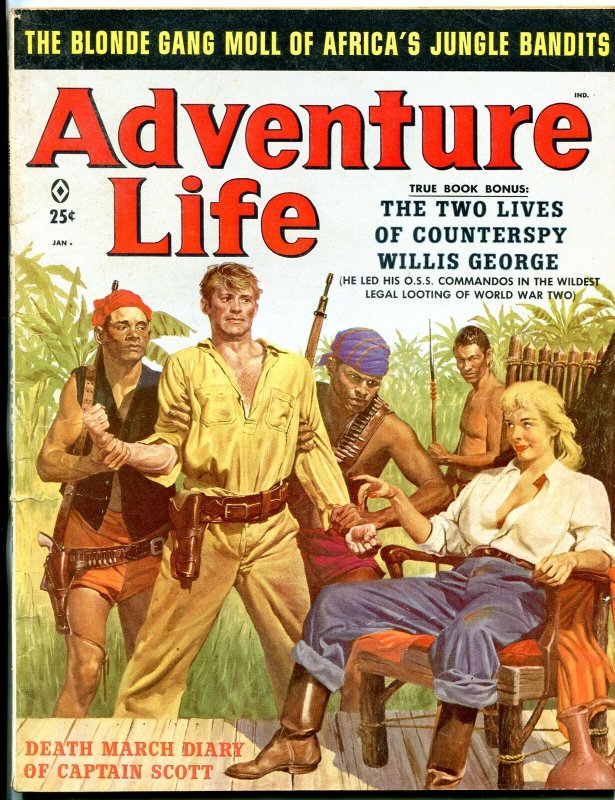 Adventure Life Magazine January 1959- Blonde Gang Moll of Africa Jungle Bandits