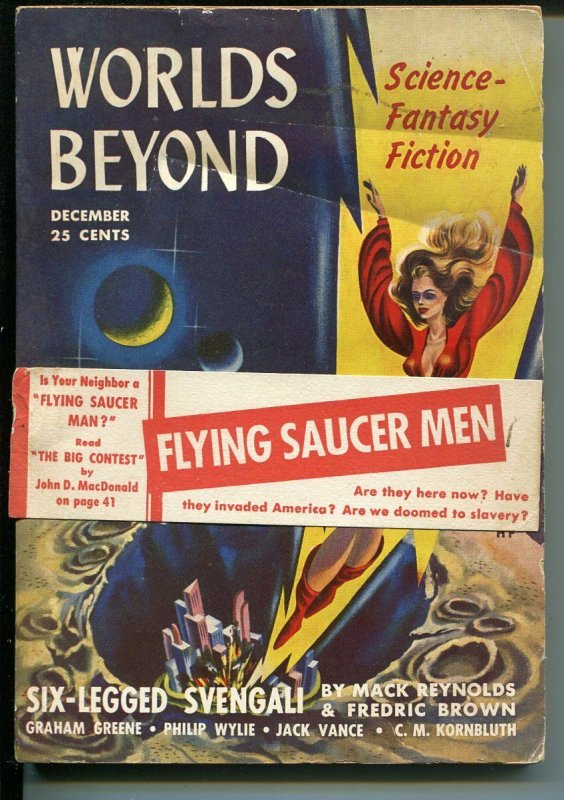 World's Beyond 12/1/1950-sci-fi pulp stories-John D MacDonald-1st issue-Wylie-VG