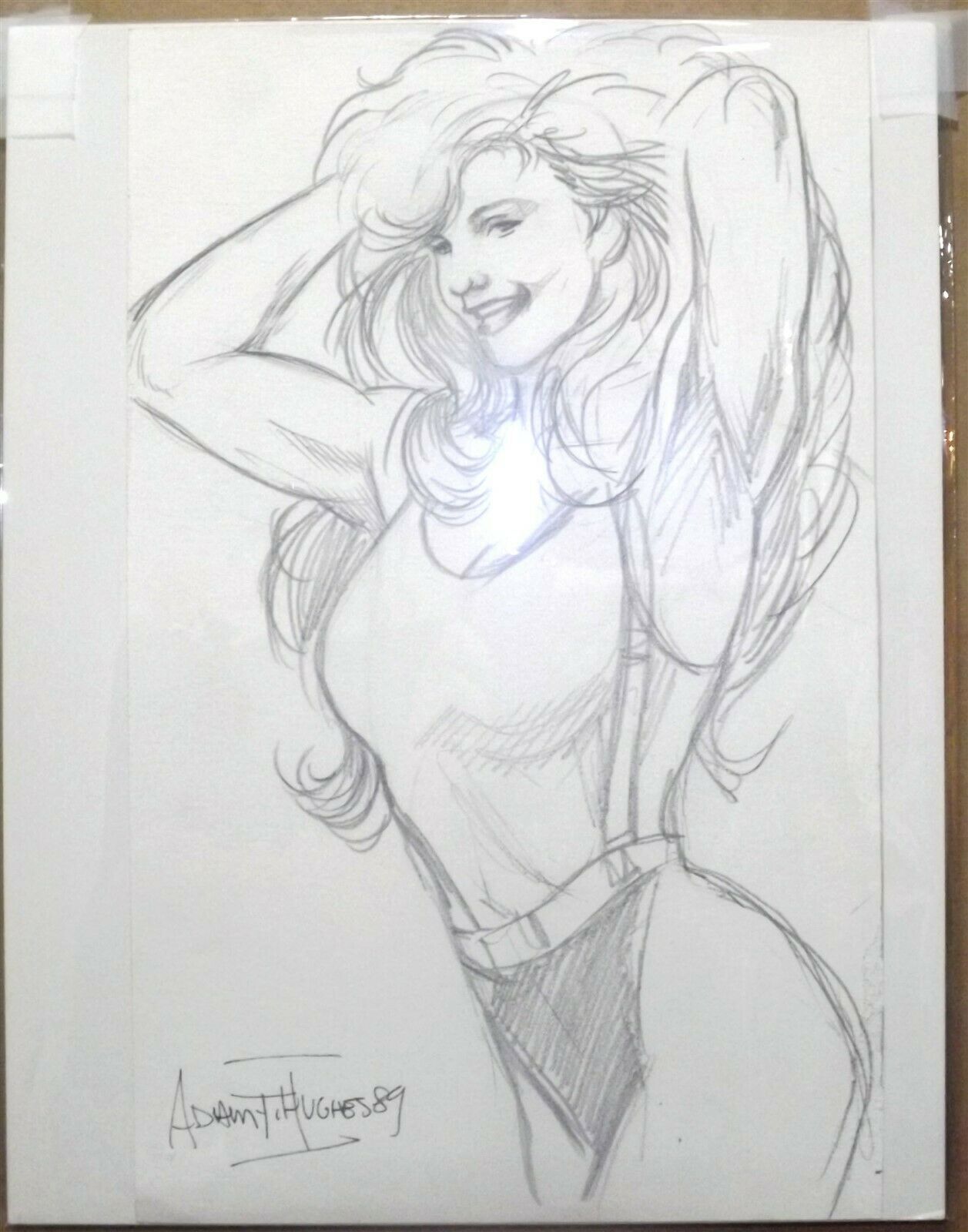 ADAM HUGHES Original Comic Book Sketch Art Drawing SheHulk Signed and