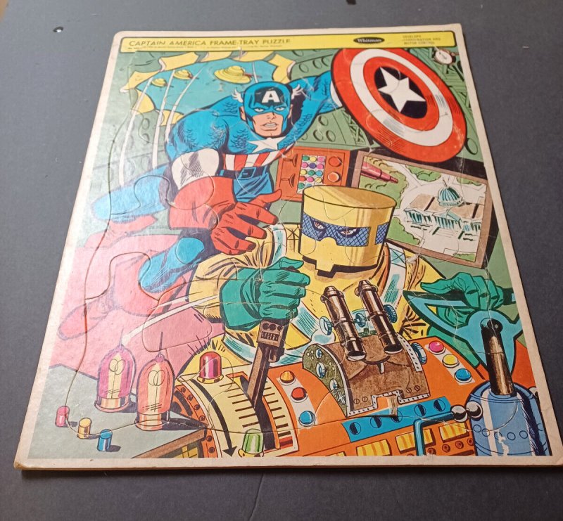 Captain America Frame Tray Puzzle 12x14 - Whitman 4531 - Marvel Avengers -1966 