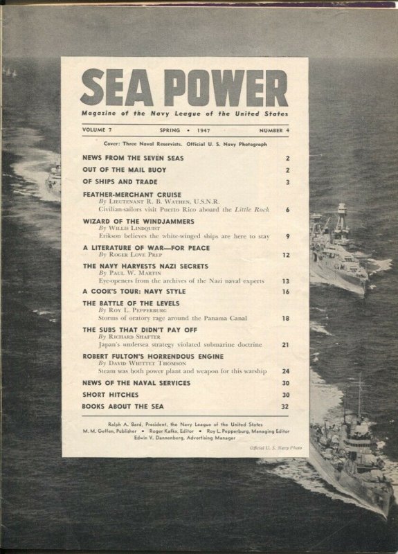 Sea Power-Spring 1947-military info & pix-naval defense-Naval reserve issue-V...