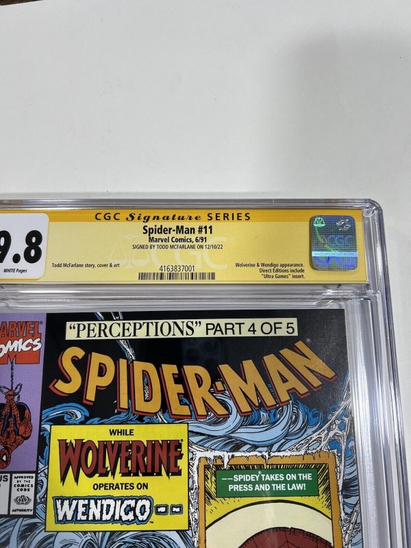 Spider-man 11 CGC 9.8 1991 Marvel SS Signature Series Signed Todd McFarlane 001