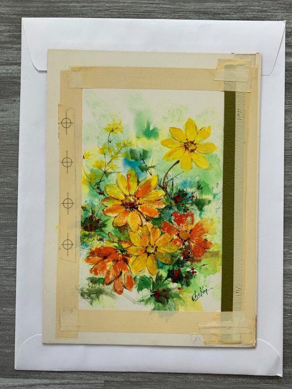 MOTHERS DAY Yellow & Orange Flowers by Chokei 7x10 Greeting Card Art MD7522