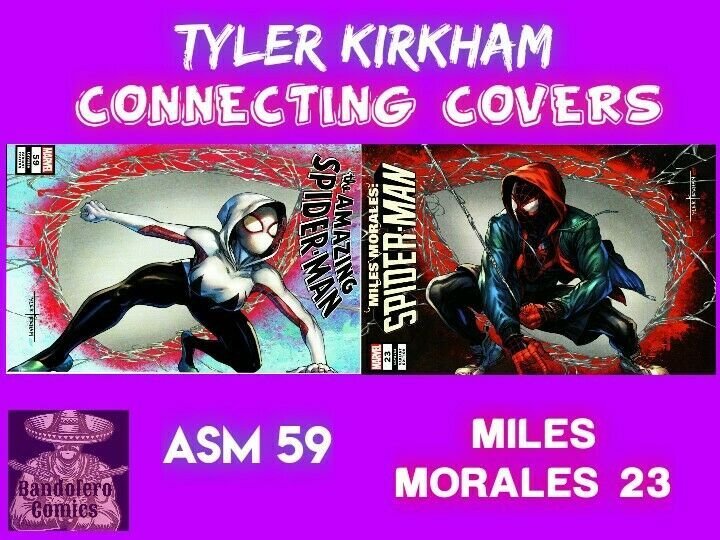 ASM 59 & MILE MORALES 23 CONNECTING SET TYLER KIRKHAM COMIC KINGDOM EXCLUSIVE