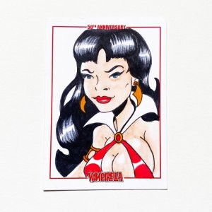 Vampirella 50Th Anniversary Sketch Card By Wilson Ramos Jr Dynamite (H)