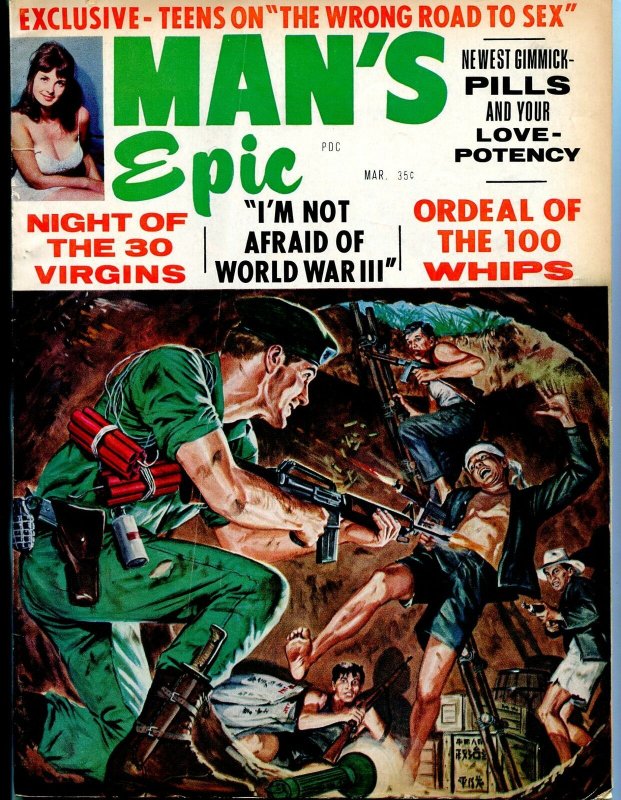 Man's Epic Pulp Magazine March 1968- Green Beret cover- night of 30 virgins