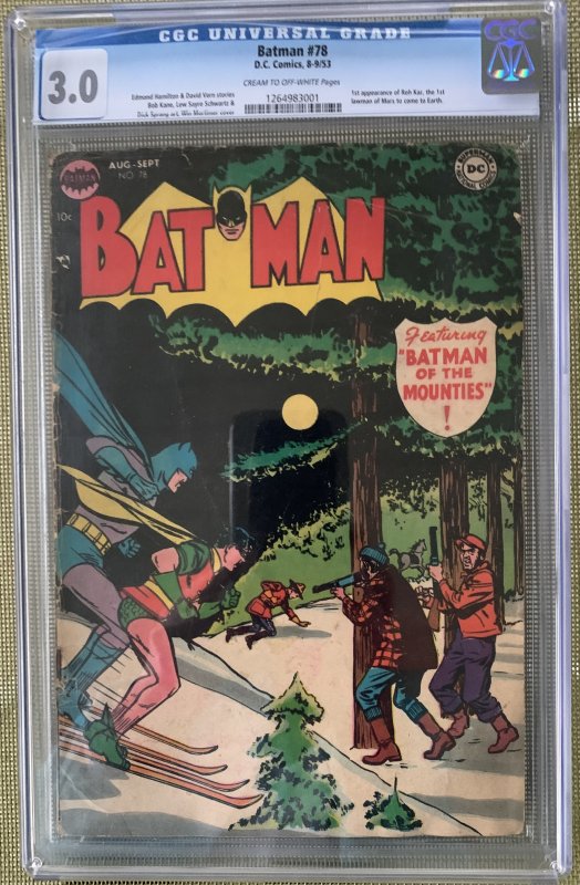 Batman #78 (1953) CGC 3.0 -- 1st Roh Kar, original lawman from Mars; Dick Sprang