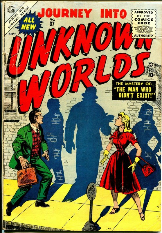 Journey Into Unknown Worlds #37 1955-Atlas-flying saucer story-VG