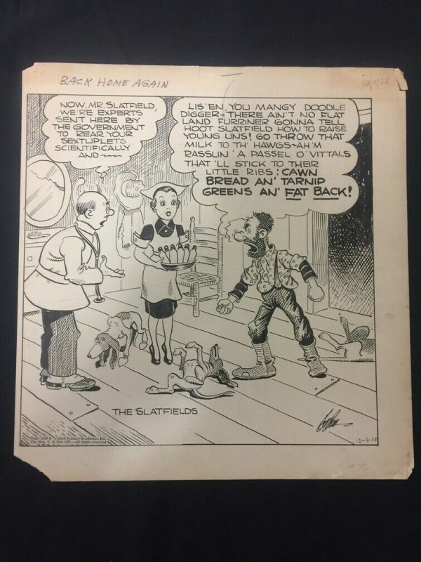 Ed Dodd Back Home Again Original Newspaper Comic Art 12/9/38