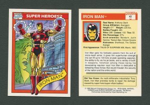 1990 Marvel Comics Card  #42 (Iron Man) / MINT