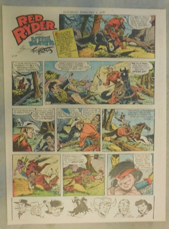 (52) Red Ryder Sunday Pages by Fred Harman from 1957 Most Tabloid Page Size!