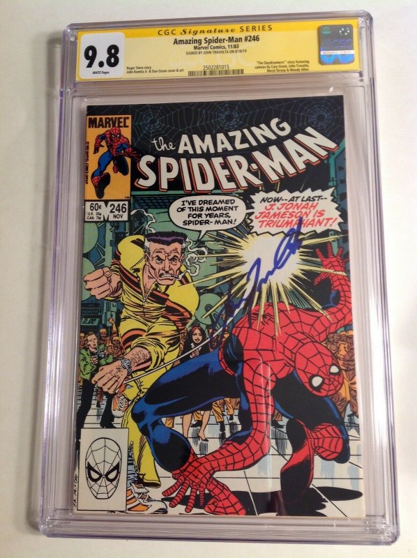 CGC 9.8 SS Amazing Spider-Man #246 signed by John Travolta cameo appearance