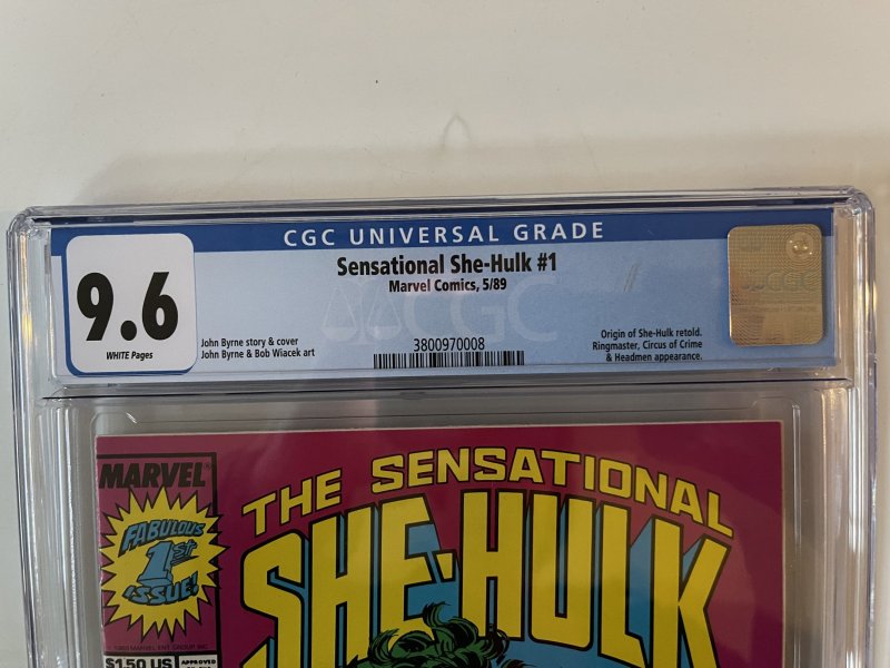 SENSATIONAL SHE-HULK #1 CGC 9.6 ORIGIN RETOLD WHITE PAGES UPC NEWSSTAND