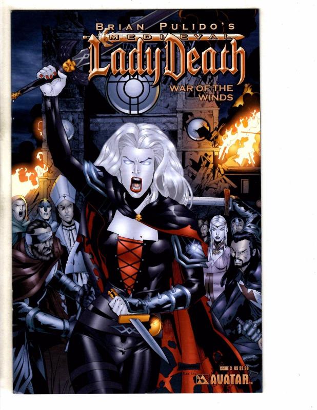 Lot Of 9 Lady Death Avatar Comic Books War Winds # 1 (3) 2 (2) 3 (2) 4 (2) J261