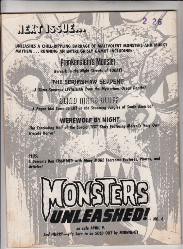 Monsters Unleashed Magazine #5 (Apr-74) FN+ Mid-High-Grade 