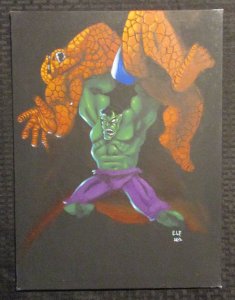 HULK VS THING 12x16 Acrylic Painting Pin-Up by ELF