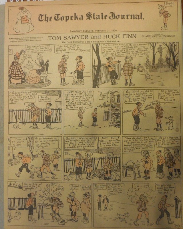 Tom Sawyer and Huck Finn Sunday by Clare Dwigs from 2/22/1920 FullPage Size B&R