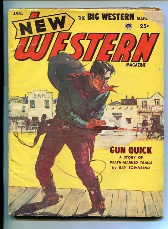 NEW WESTERN-JAN 1954-VIOLENT PULP FICTION-SHOOT OUT COVER-COBURN-vg minus