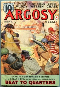 Argosy Pulp Sept 17 1938- Captain Hornblower Beat to Quarters- CS Forester VF