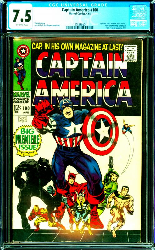 Captain America #100 CGC Graded 7.5 Black Panther App, Story cont. From ToS #99