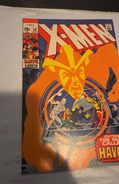 The X-Men #58 (1969)first app of Havok light foxxing