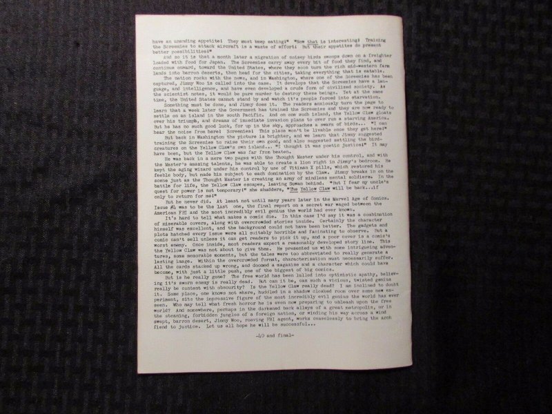 1978 COMIC WORLD Fanzine #15 FN+ 6.5 The Lost World - Yellow Claw