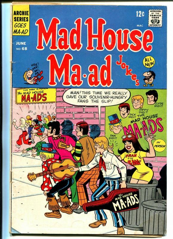 Mad House #68 1969-Archie-rock band cover-Fran The Fan-VG-