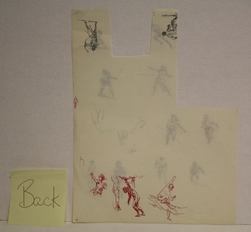 16 Small Figure Drawings - Warriors - Double Sided art by Roy Krenkel