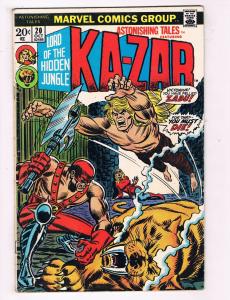 Ka-Zar Lord Of The Hidden Jungle #20 VG Marvel Comics Comic Book Oct DE39 AD12