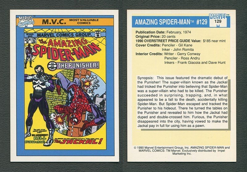 1990 Marvel Comics Card  #129 (Amazing Spiderman #129 Cover) NM-MT