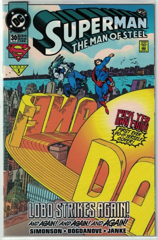 Superman: The Man of Steel #30 (in bag) VF/NM; DC | with removable vinyl clings