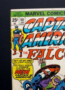 Captain America #181 (1975) [Key] 1st Roscoe Simons as New Cap - VG+