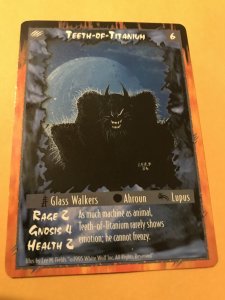 TEETH-OF-TITANIUM : RAGE Werewolf Unlimited Character Card; White Wolf TCG