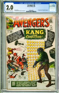 Avengers #8 (1964) CGC 2.0! 1st Appearance of Kang the Conqueror!