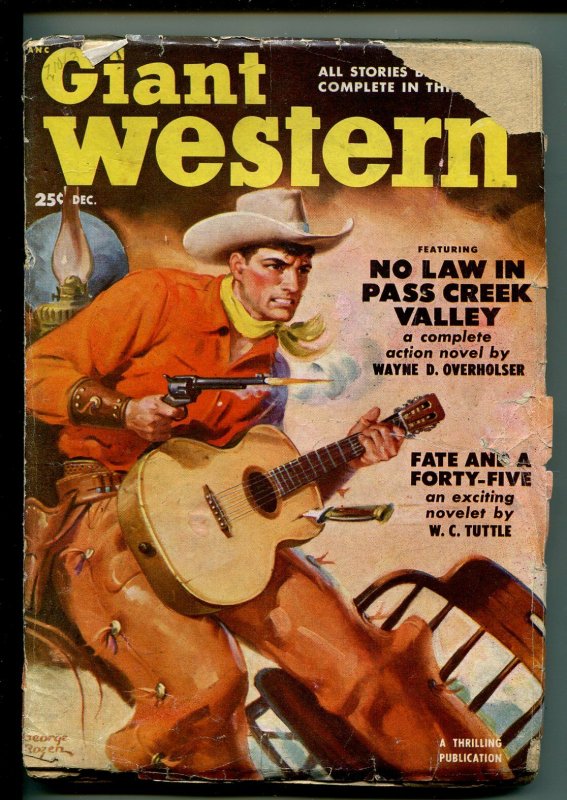 GIANT WESTERN 12/1950-THRILLING-PULP WESTERN-W C TUTTLE-ROZER COVER-good