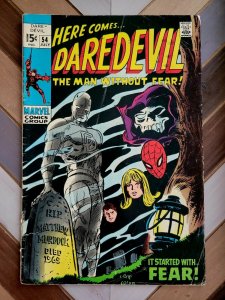 DAREDEVIL #54 VG (Marvel, 1969) 1st app MR FEAR (Machinesmith) Murdock is dead 