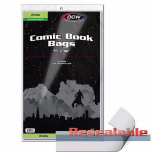 Resealable Bag for Graded Comics - 9 X 14 100 Bags per Pack