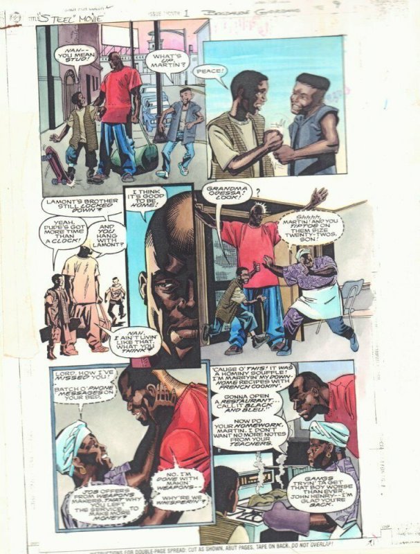 Steel: Official Shaq Movie Comic Adaptation p.9 Color Guide art by John Kalisz