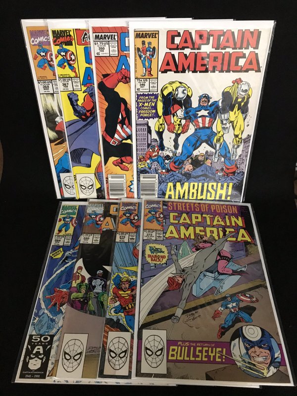 8 Issue Lot Captain America 346,350,367,368,373,379,380,384 (Marvel) VF/NM Avg