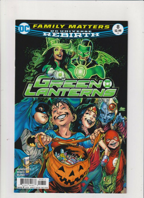 Green Lanterns #8 NM- 9.2 DC Rebirth 2016 Simon Baz & Jessica Cruz, Halloween