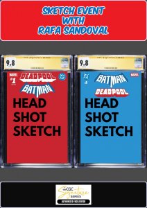DEADPOOL & BATMAN #1 (SET OF 2 COLOR SKETCHES) RAFA SANDOVAL CGC SS COMMISSIONS