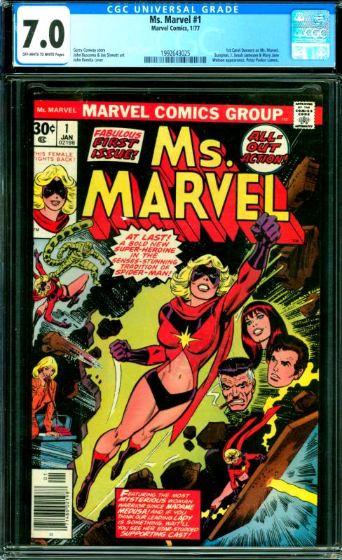 Ms. Marvel #1 CGC Graded 7.0 1st Carol Danvers as Mr. Marvel, Mary Jane App.