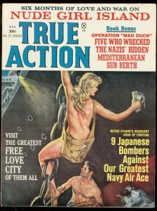 TRUE ACTION MARCH 1965-SAUCY WW2 COVER-NUDE GIRL ISLAND FN