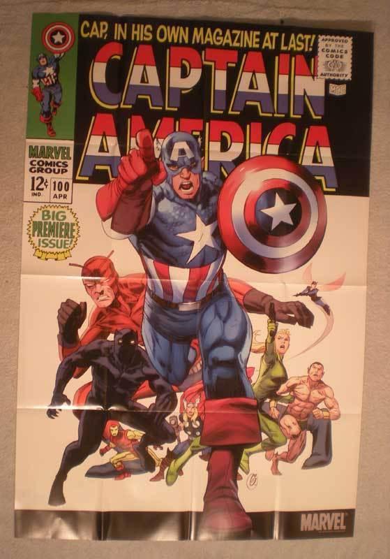 CAPTAIN AMERICA #100 Promo Poster, 24x36, 2011, Unused, more in our